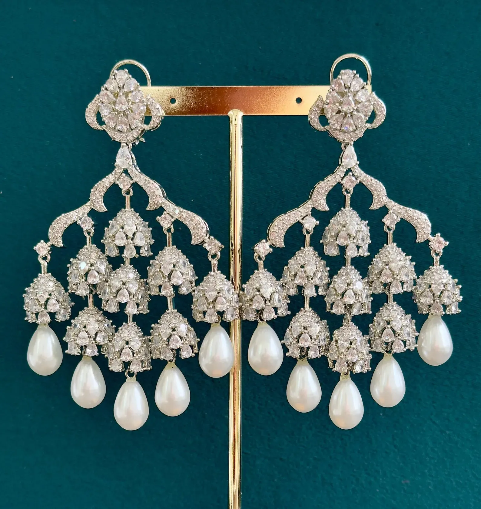 CZ Pearl Premium quality AD Earrings