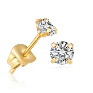 Dainty CZ Stud Earrings for Girls,Small 4mm Cubic Zirconia Earrings Studs for Cartilage Helix Tragus Piercing Jewelry for Women Hypoallergenic (4mm CZ,Gold)