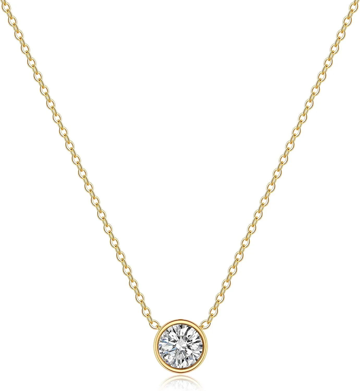 Dainty Gold Layered Bar Neckalce Moon Pendant Lariat Y Necklace 14K Gold Simple Necklace for Women