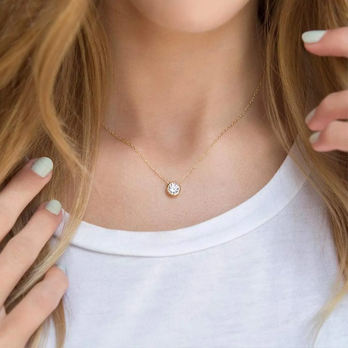 Dainty Gold Layered Bar Neckalce Moon Pendant Lariat Y Necklace 14K Gold Simple Necklace for Women
