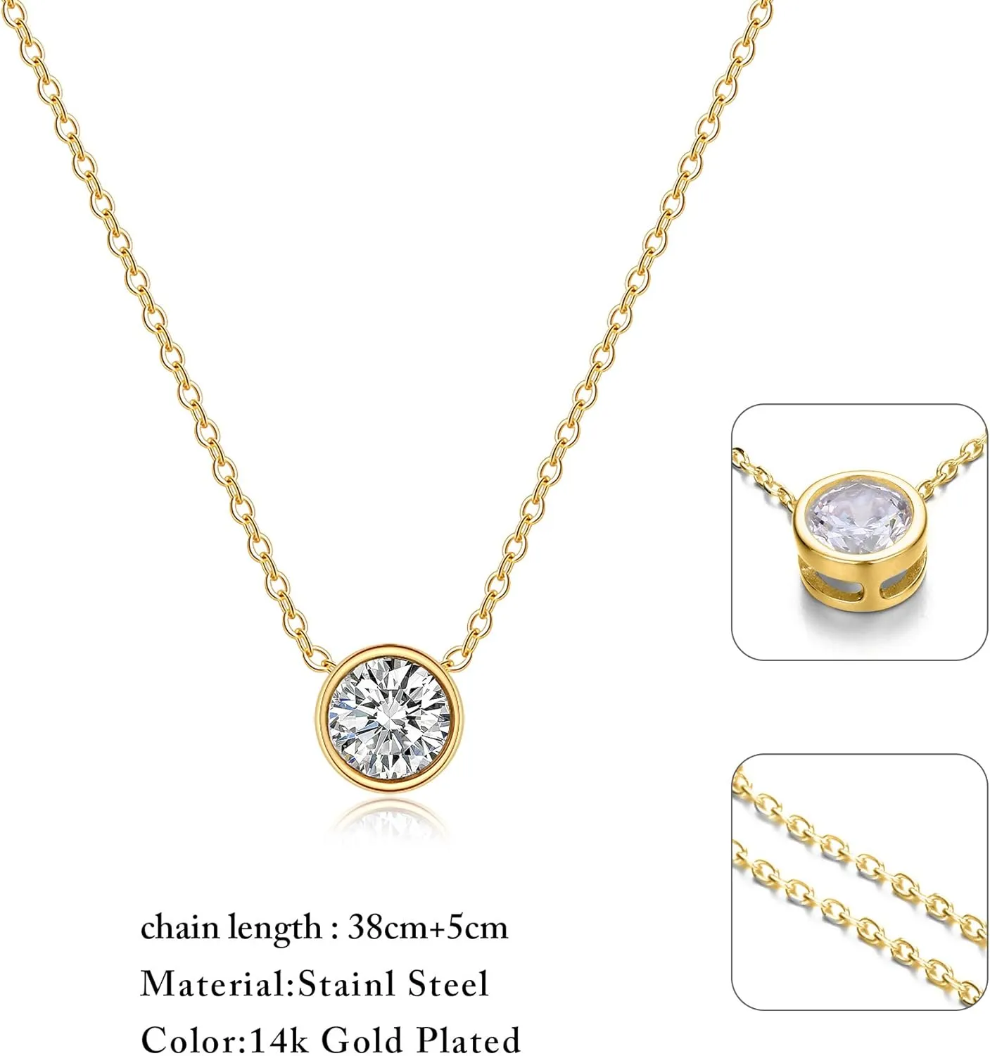 Dainty Gold Layered Bar Neckalce Moon Pendant Lariat Y Necklace 14K Gold Simple Necklace for Women