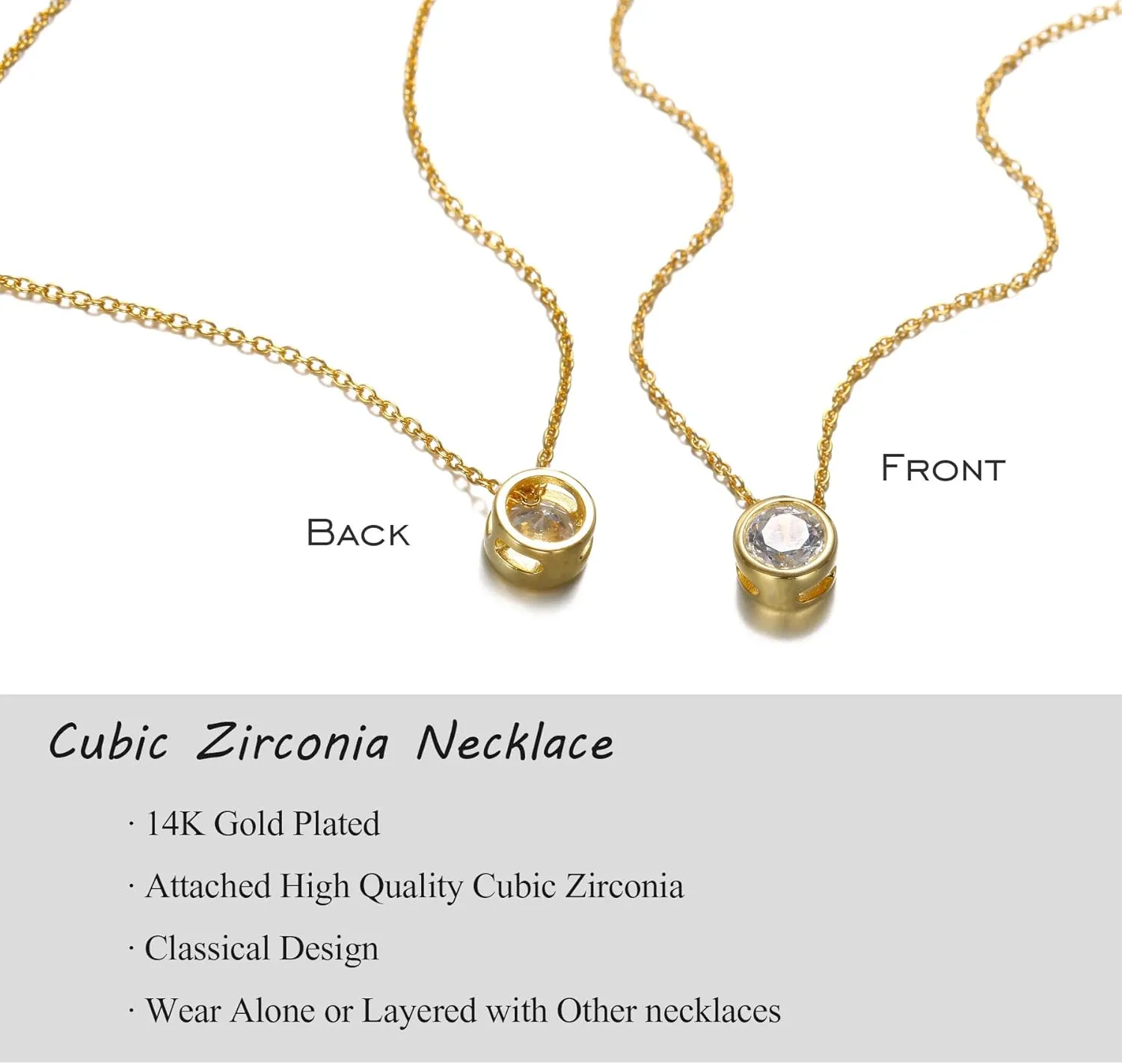 Dainty Gold Layered Bar Neckalce Moon Pendant Lariat Y Necklace 14K Gold Simple Necklace for Women