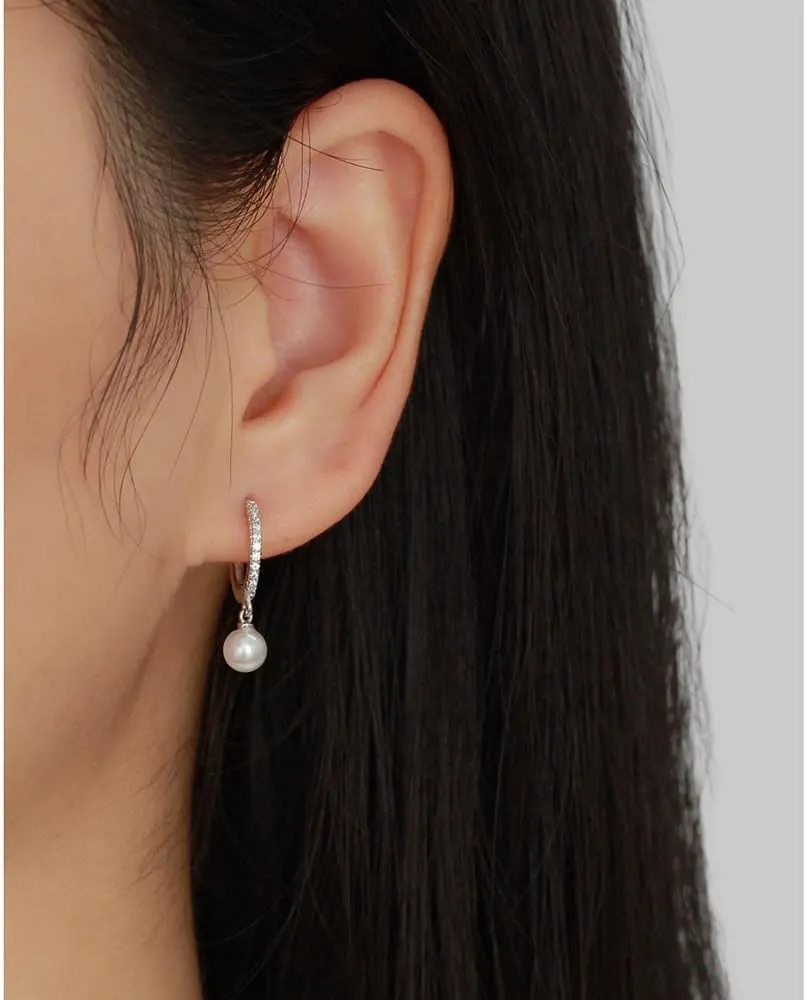 Dainty Huggie Hoop Earrings with Dangle for Women, Solid 925 Sterling Silver Small Huggie Earring with Drop Charms Jewelry Gift for Her