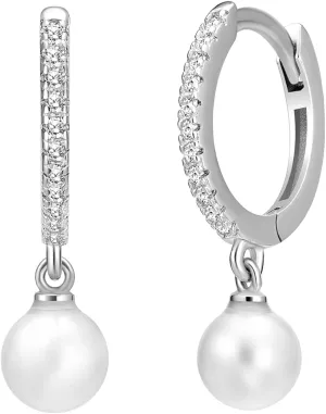 Dainty Huggie Hoop Earrings with Dangle for Women, Solid 925 Sterling Silver Small Huggie Earring with Drop Charms Jewelry Gift for Her