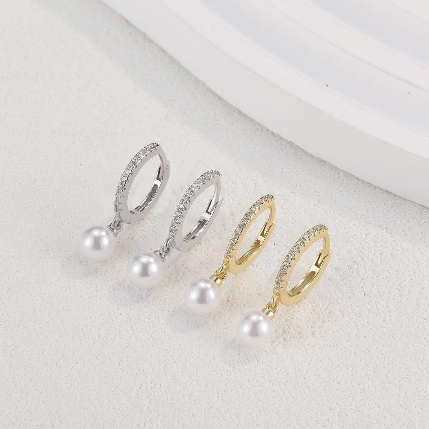 Dainty Huggie Hoop Earrings with Dangle for Women, Solid 925 Sterling Silver Small Huggie Earring with Drop Charms Jewelry Gift for Her