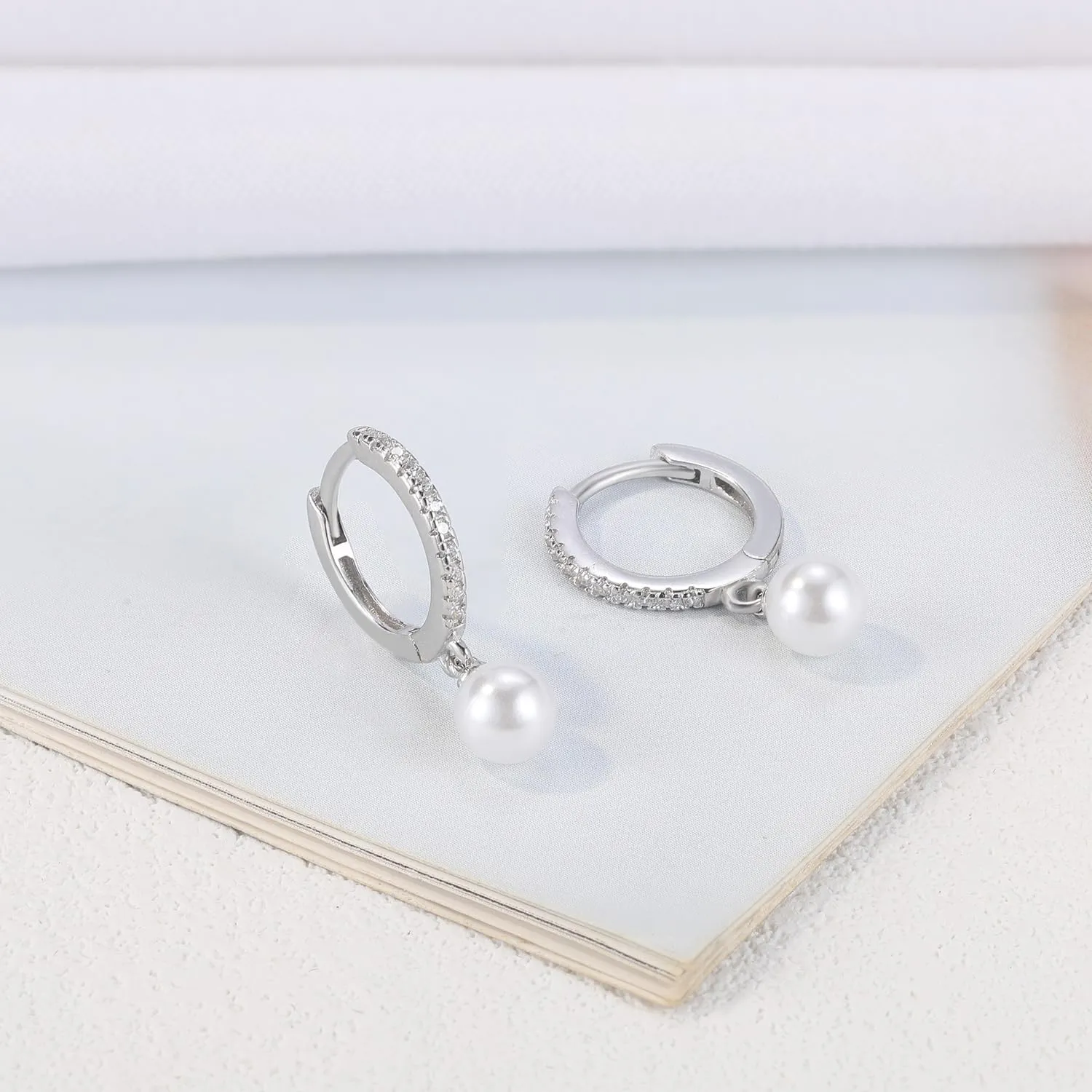 Dainty Huggie Hoop Earrings with Dangle for Women, Solid 925 Sterling Silver Small Huggie Earring with Drop Charms Jewelry Gift for Her