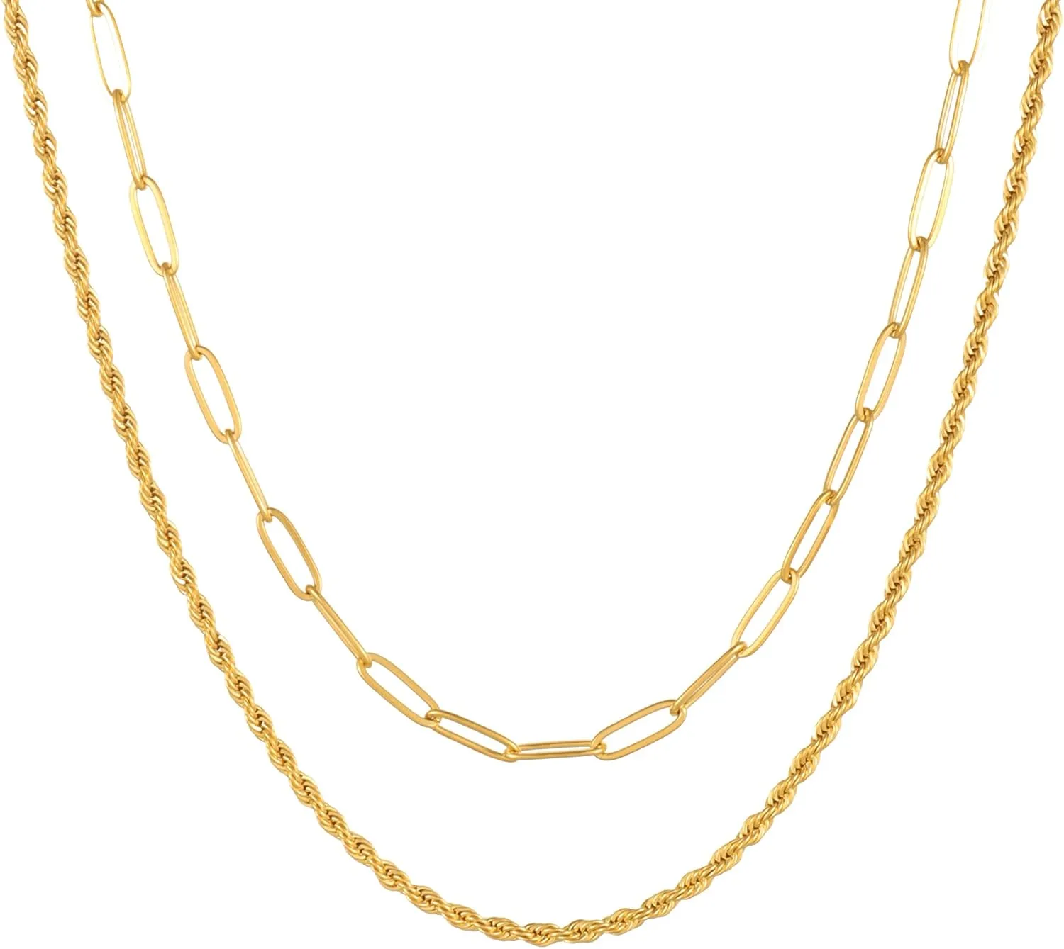 Dainty Ladies 18K Gold Plated Layered Herringbone Necklaces for Women Minimalist Stainless Steel Snake Chain Choker Necklace Waterproof Jewelry Gifts