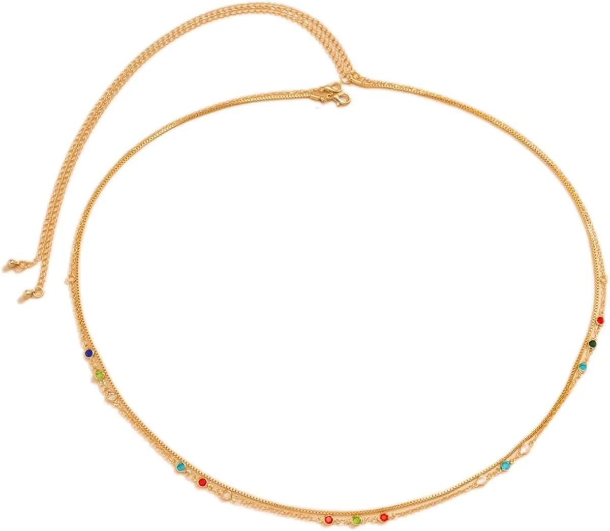 Dainty Multilayered Body Chains Gold Silver Boho Layered Beach Waist Chain CZ Adjustable Bikini Belly Chain Jewelry Accessories for Women Sexy Summer Birthday Gift Friendship