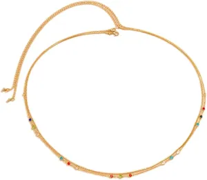 Dainty Multilayered Body Chains Gold Silver Boho Layered Beach Waist Chain CZ Adjustable Bikini Belly Chain Jewelry Accessories for Women Sexy Summer Birthday Gift Friendship
