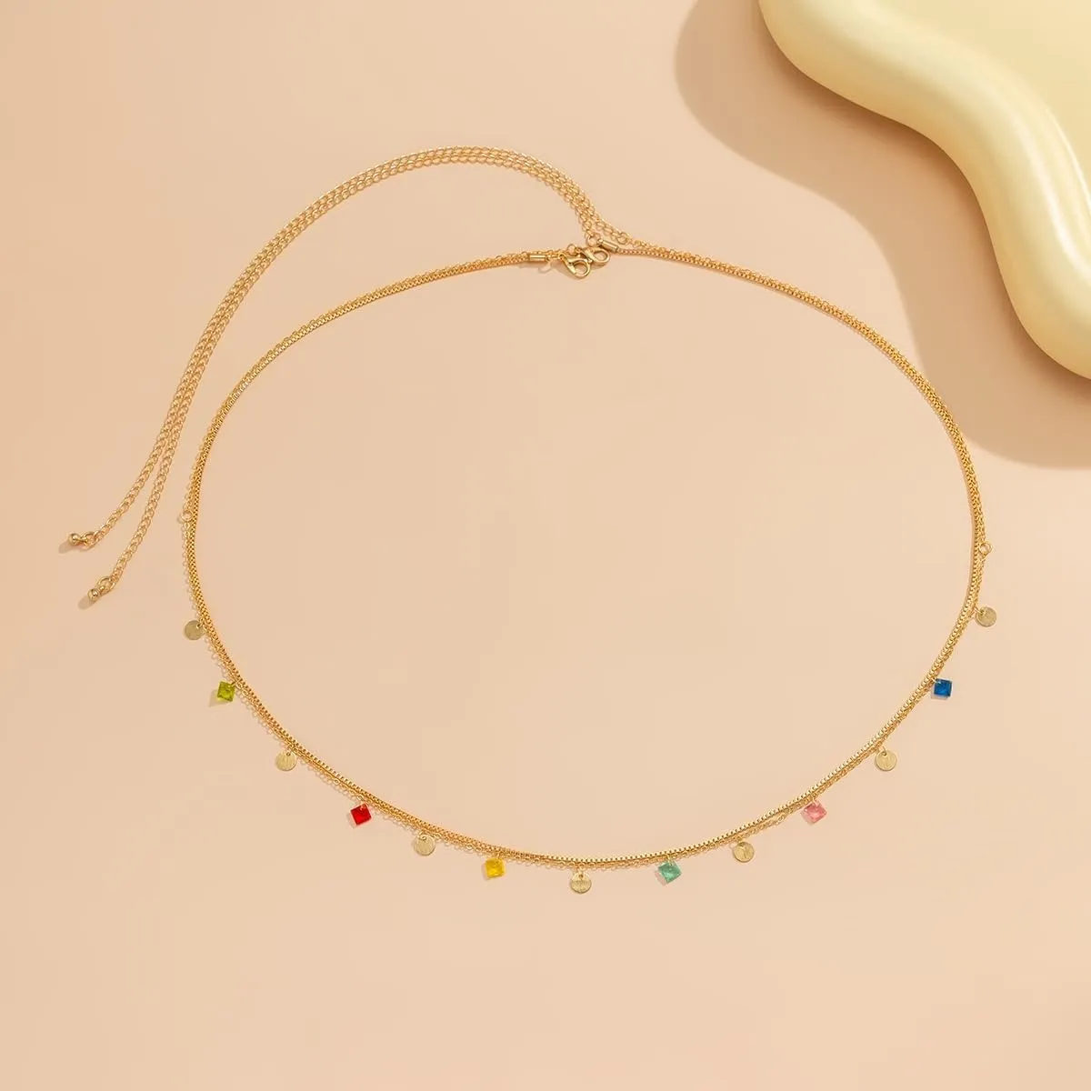 Dainty Multilayered Body Chains Gold Silver Boho Layered Beach Waist Chain CZ Adjustable Bikini Belly Chain Jewelry Accessories for Women Sexy Summer Birthday Gift Friendship