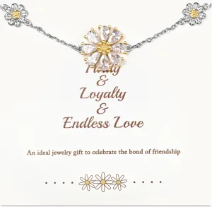 Daisy Bracelet for Women: 925 Sterling Silver Adjustable Bohemian Friendship Bracelets for Sister Best Friends Bestie