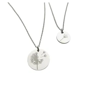 Dandelion Pendant Necklace Set of 2 18 in and 20 inch Mother Daughter Jewelry