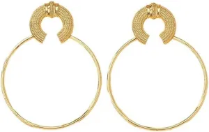 Dangle Hoop Earrings Gold Plated, Circle Drop Hoop Earrings, Statement Elegance for Women, Lightweight