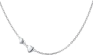 DAOCHONG S925 Sterling Silver Jewelry Tiny Delicate Sideways Double Forever Love Heart Choker Necklace, 16 2"