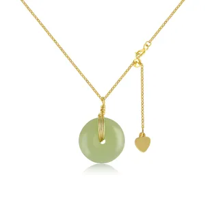 DAUMIER Jade Necklace 925 Sterling Silver 14K Gold Plated Jade Pendant Necklaces for Women Natural Green Hetian Jade Necklace Jewelry Gift for Women Girls