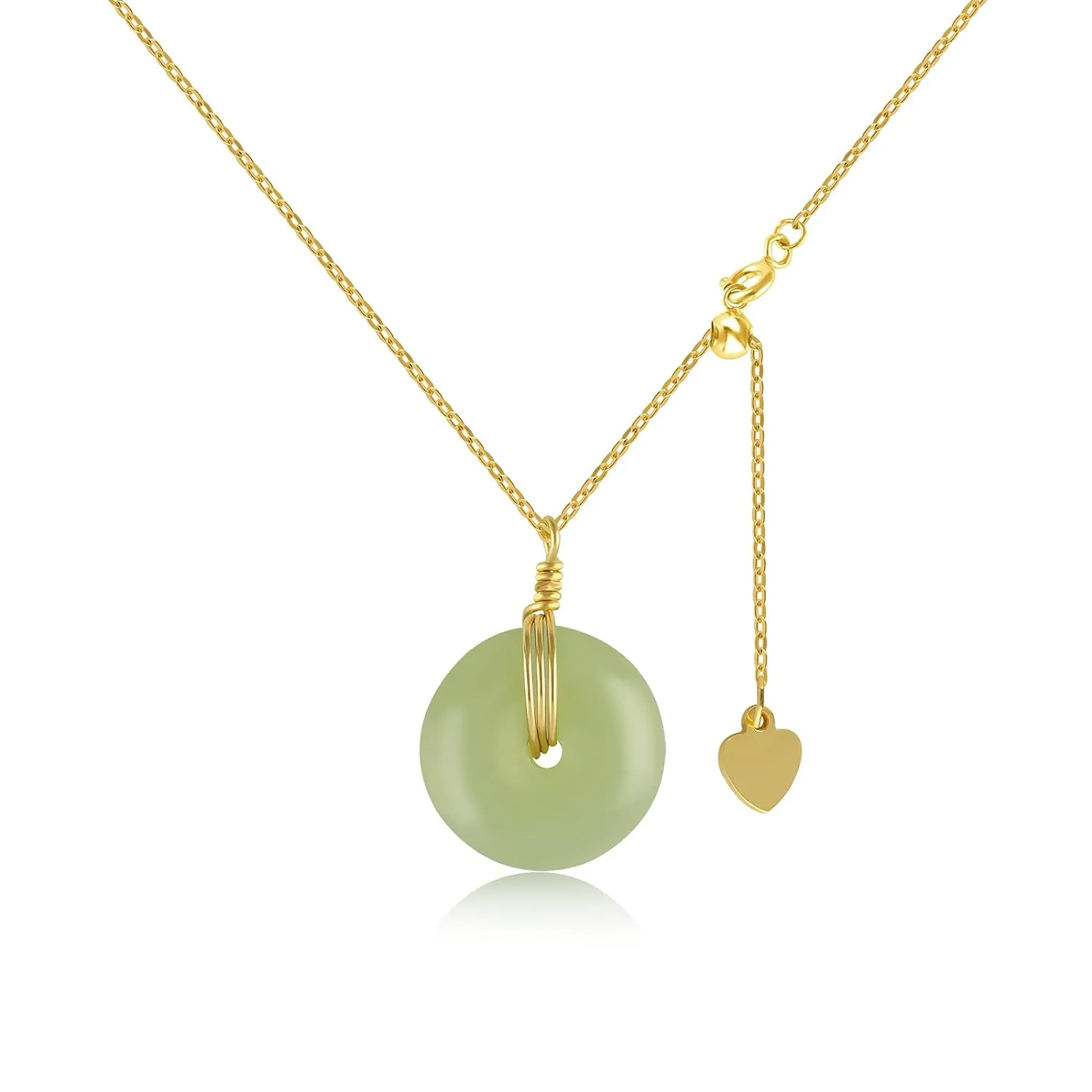 DAUMIER Jade Necklace 925 Sterling Silver 14K Gold Plated Jade Pendant Necklaces for Women Natural Green Hetian Jade Necklace Jewelry Gift for Women Girls
