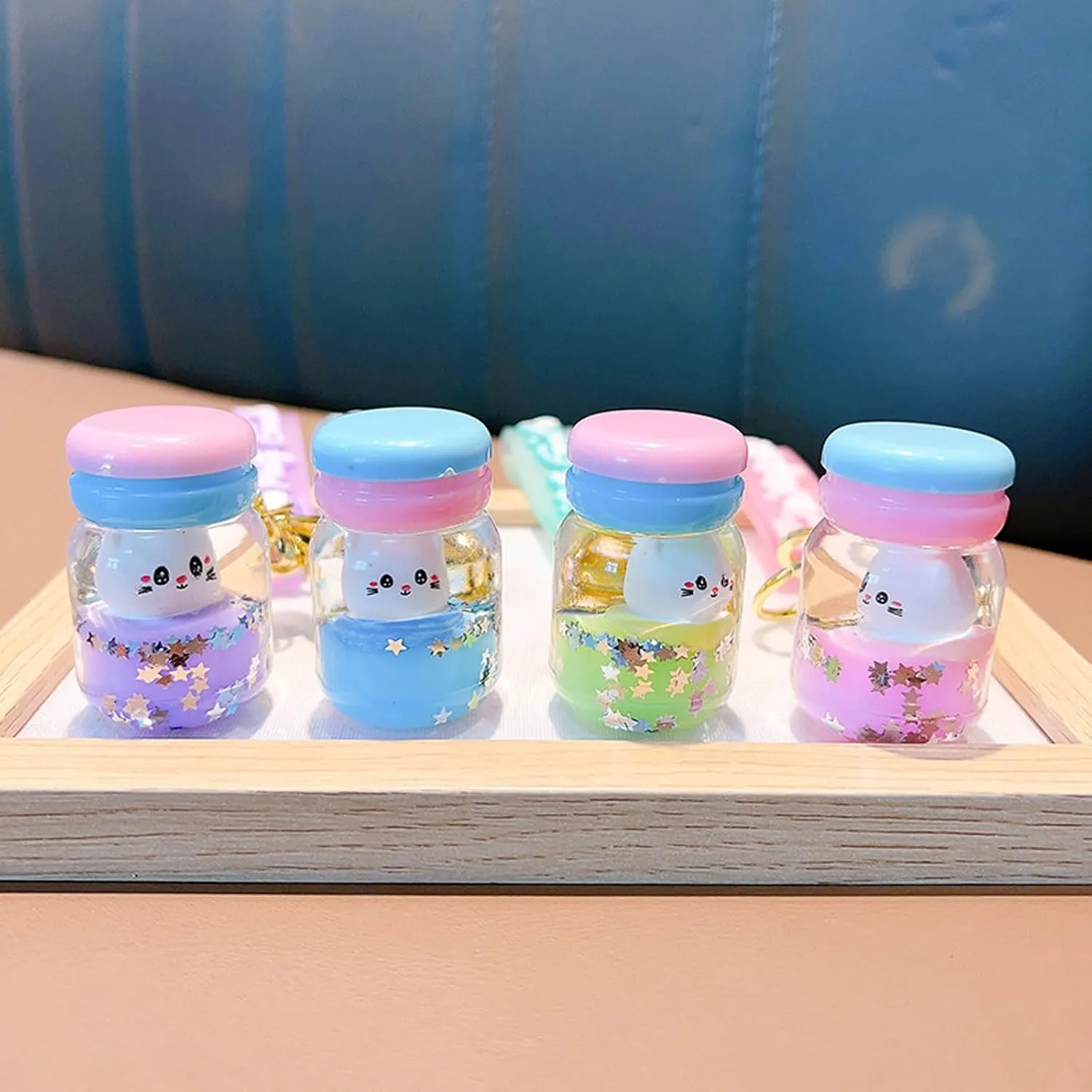 Delicate Cute Milk Tea Cup Key Ring Decoration, Liquid Quicksand Floating Cat Handbag Accessories