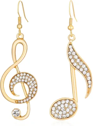 Delicate Music Note Dangle Earrings Crystal Note Treble Clef Music Note Drop Earrings for Women Musican