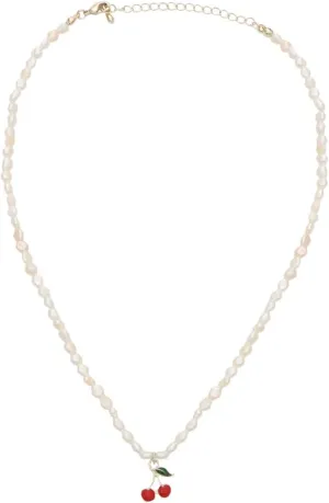 Delicate Pearl Necklace Cherry Pendant Neck Chain Fashion Clavicle Chain for Woman Girl Lady