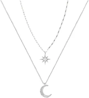 Delicate Saturn Planet Star Neckalce with Zircon Crystal Collar Choker Necklace for Women