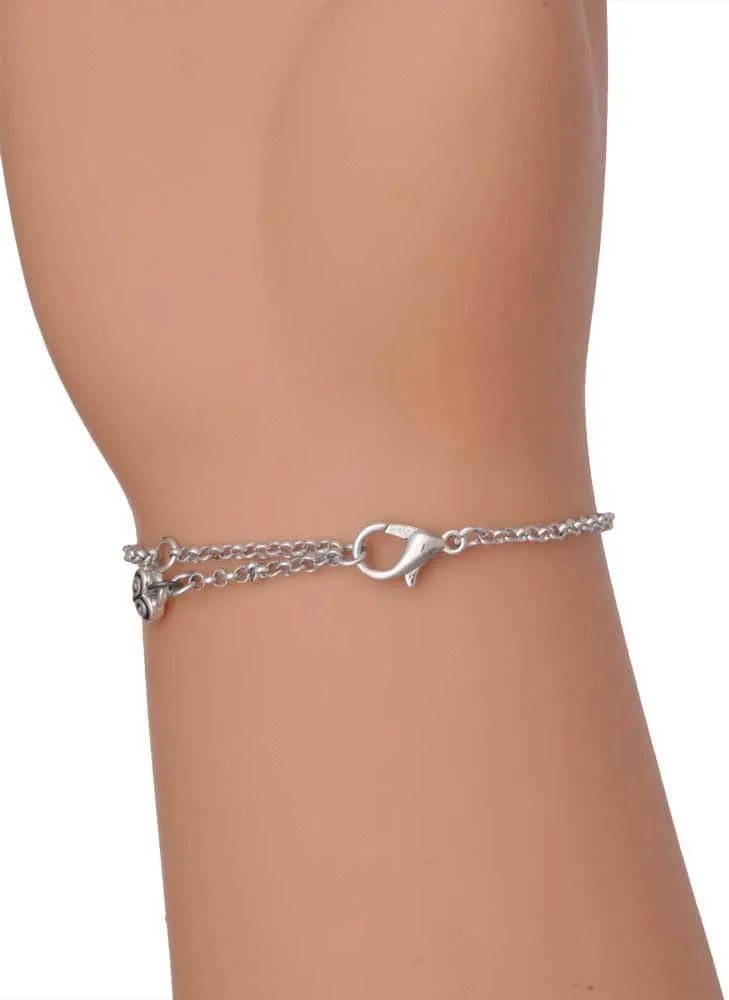 Delight Jewelry Silvertone Message Heart with 3 AB Crystals - Silvertone Star of David Delicate Bracelet, 6.25 1.75" Extender
