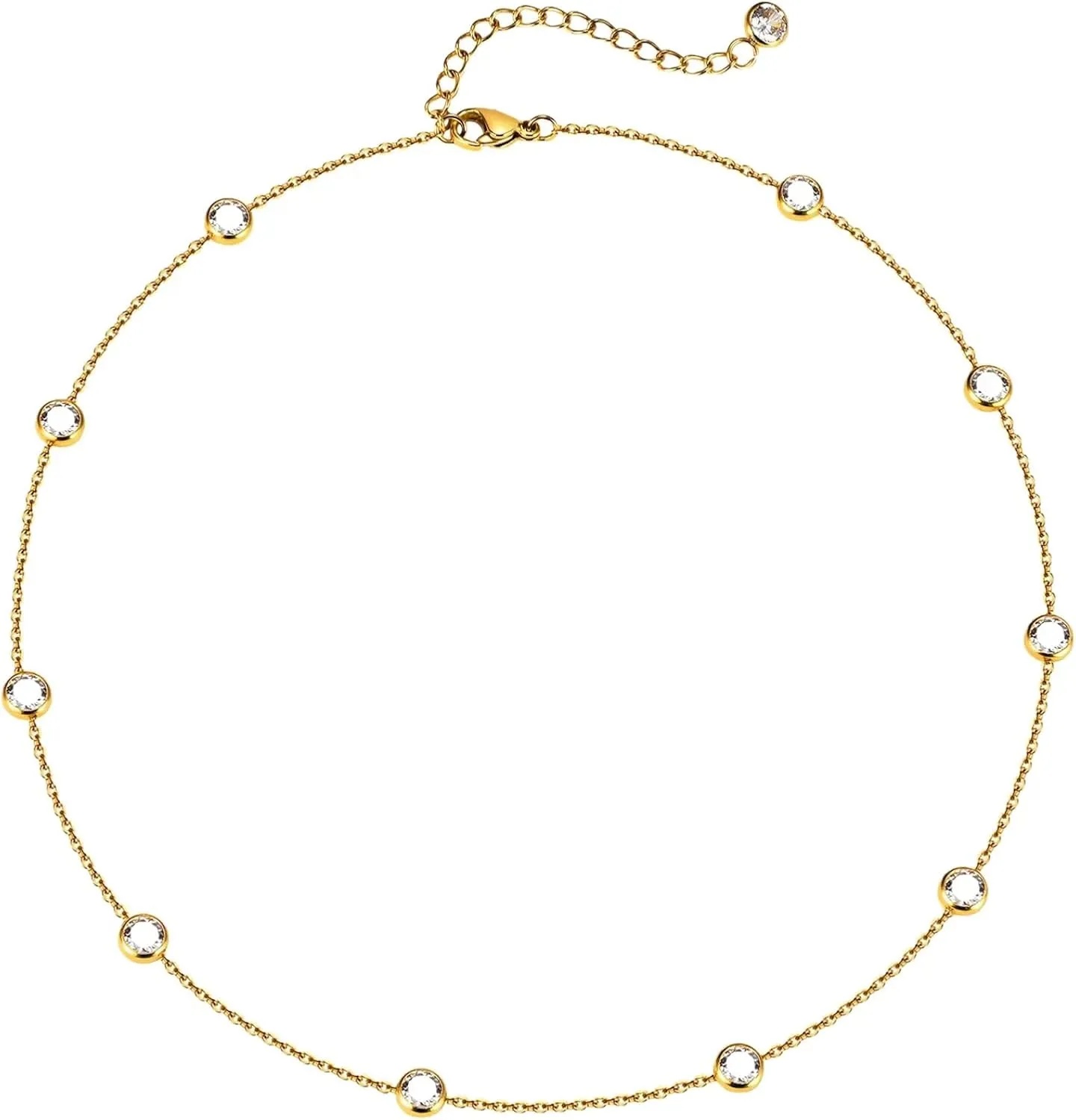 Diamond Necklace for WomenDainty Gold Necklace 18k Gold Plated Choker Necklaces Simple Boho Cubic Zircon Layered Necklace Trendy Jewelry Gifts for Women.