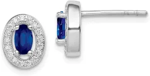 Diamond2Deal 14k White Gold Plated Oval Stud Earrings (L- 0.35 in, W- 0.31 in)