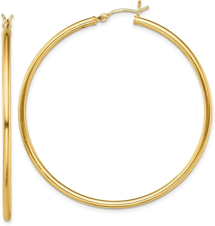 Diamond2Deal 14k Yellow Gold Plated Hoop Earrings (L- 2.03 in, W- 1.93 in)