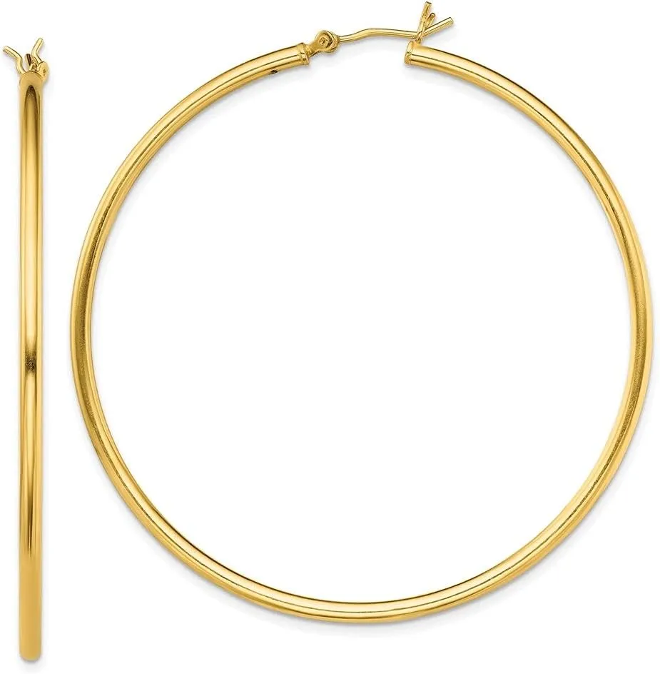 Diamond2Deal 14k Yellow Gold Plated Hoop Earrings (Length 2.19 in, Width 2.13 in)