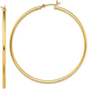 Diamond2Deal 14k Yellow Gold Plated Hoop Earrings (Length 2.19 in, Width 2.13 in)