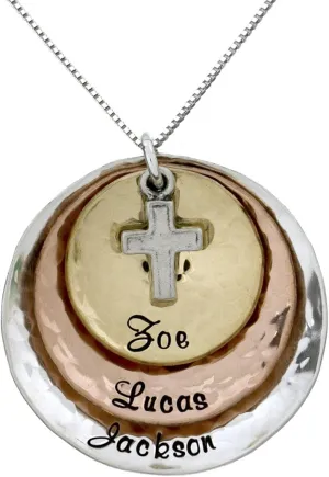 Divine Gift Personalized Necklace with Customizable Sterling Silver, 14k Gold, and Rose Gold Plated Charms. Includes Sterling Silver Cross Charm. Choice of Sterling Silver Chain. Gifts for Her