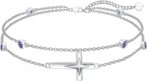 Dorunmo Cross Birthstone Bracelets for Women 925 Sterling Silver Best Mother's Day Birthday Jewelry for Wife Girlfriend Mom Her