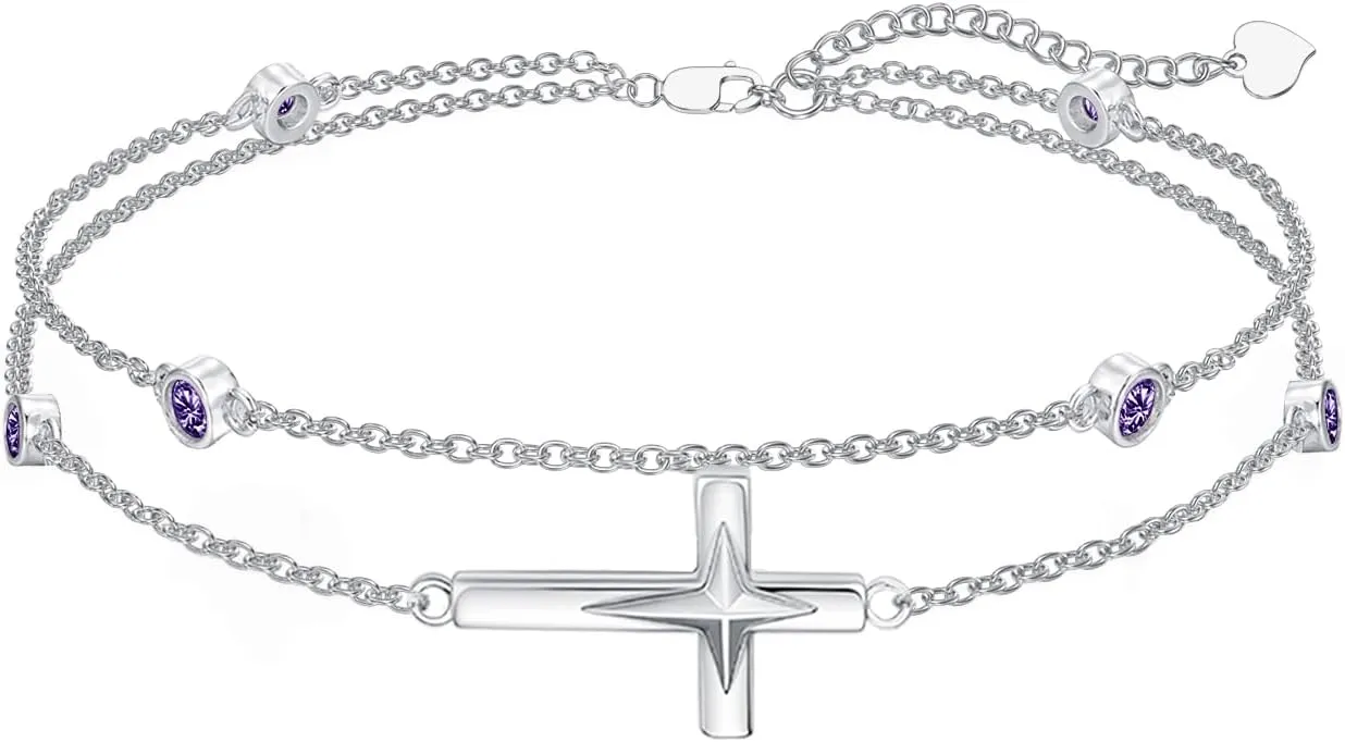 Dorunmo Cross Birthstone Bracelets for Women 925 Sterling Silver Best Mother's Day Birthday Jewelry for Wife Girlfriend Mom Her