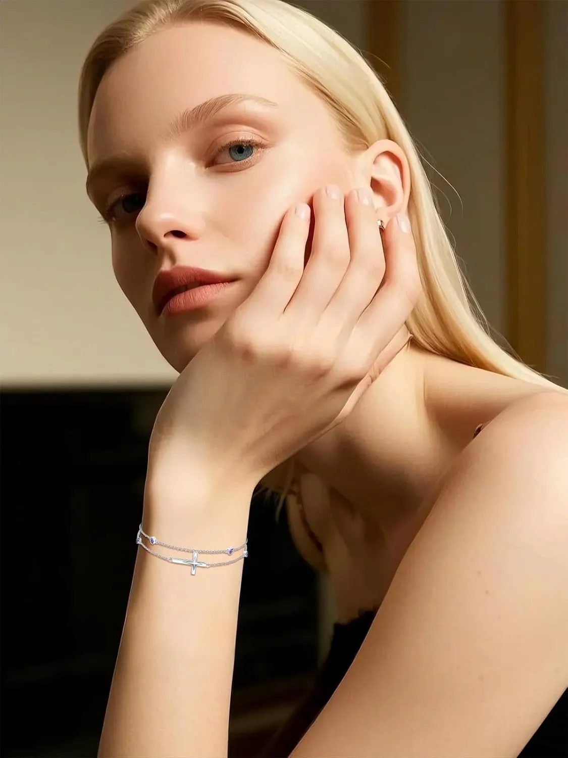 Dorunmo Cross Birthstone Bracelets for Women 925 Sterling Silver Best Mother's Day Birthday Jewelry for Wife Girlfriend Mom Her