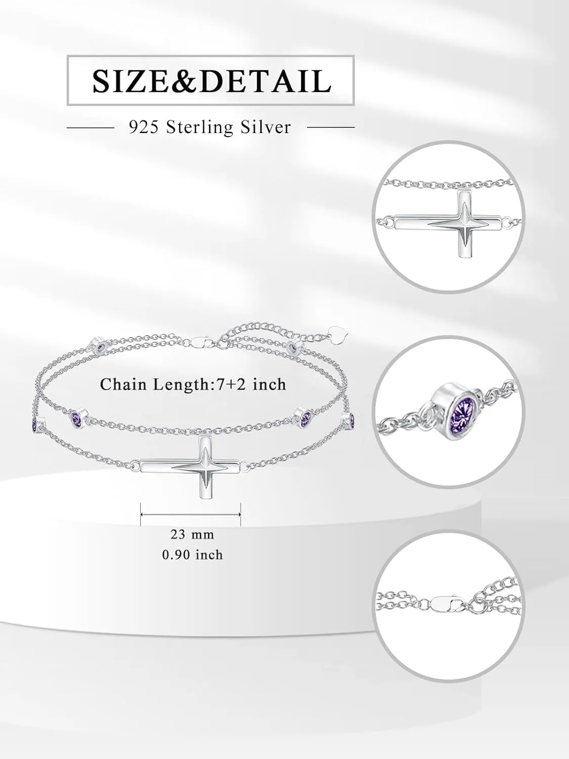 Dorunmo Cross Birthstone Bracelets for Women 925 Sterling Silver Best Mother's Day Birthday Jewelry for Wife Girlfriend Mom Her