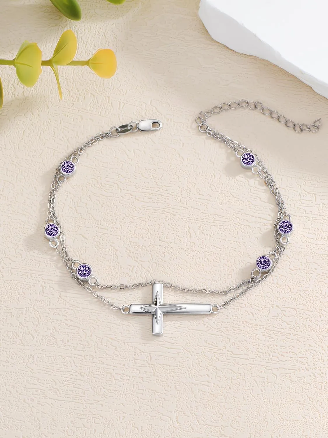 Dorunmo Cross Birthstone Bracelets for Women 925 Sterling Silver Best Mother's Day Birthday Jewelry for Wife Girlfriend Mom Her