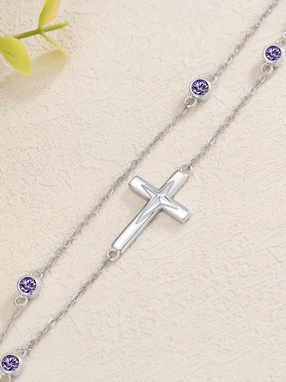 Dorunmo Cross Birthstone Bracelets for Women 925 Sterling Silver Best Mother's Day Birthday Jewelry for Wife Girlfriend Mom Her