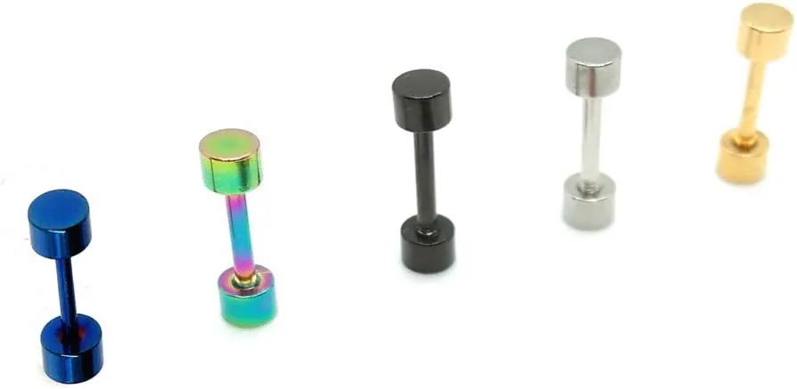 Dot Earrings, High Polished Surgical Steel Screw Flat Back Disc Stud Earrings for Women Men Pack of 5 Pairs(3MM/4MM/5MM/6MM/8MM Option)