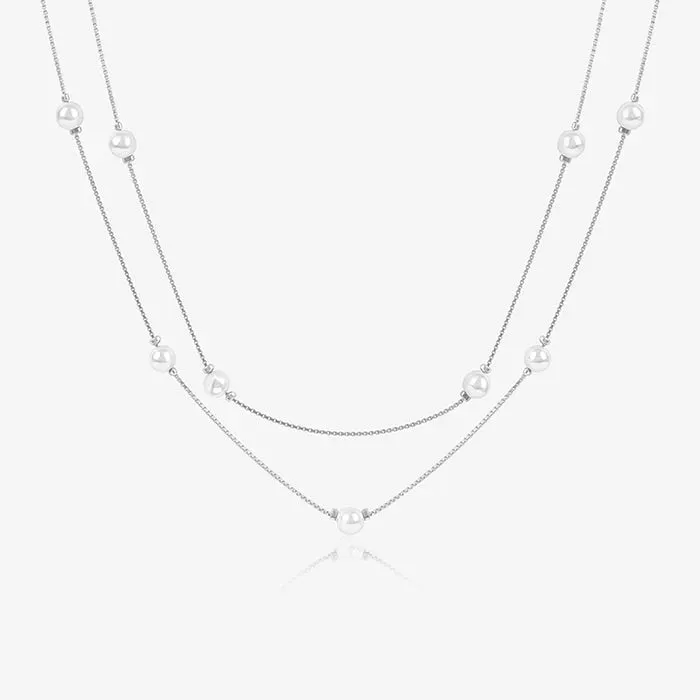 Double Delicate Pearl Necklace