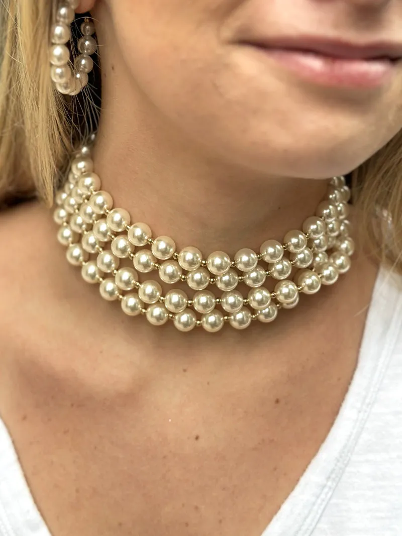 Double Pearl Long Necklace