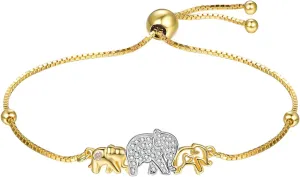 Dreamboat Sterling Silver Elephant Bracelet for Women Mother Bracelet Family Cute Animal Mother Day Jewelry for Mom