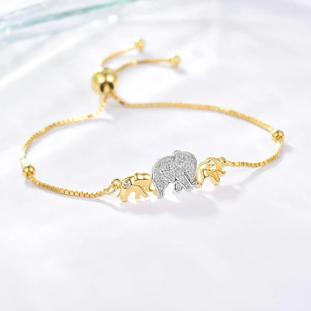 Dreamboat Sterling Silver Elephant Bracelet for Women Mother Bracelet Family Cute Animal Mother Day Jewelry for Mom