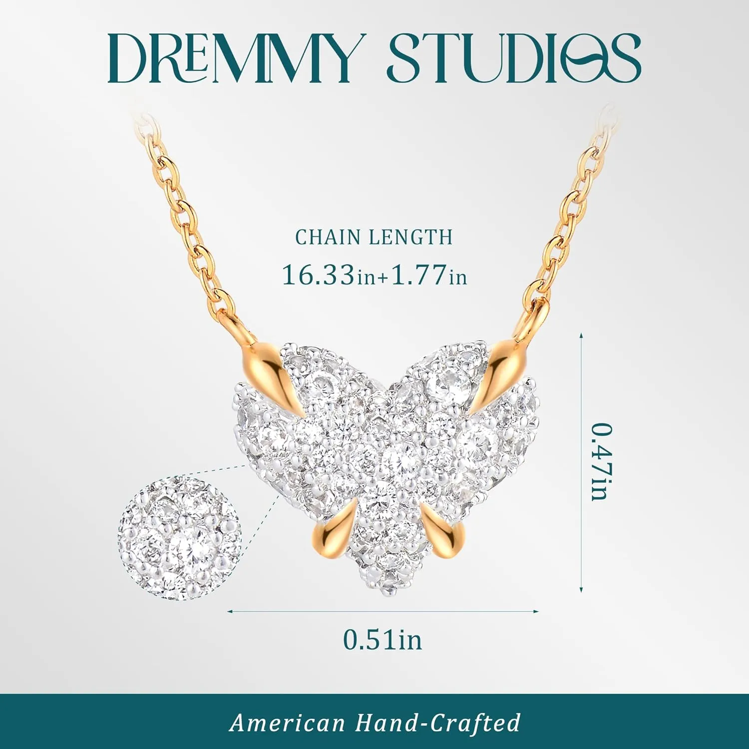 Dremmy Studios Cross Pendant Necklace for Women 14K Gold Plated Cubic Zirconia Evil Eye Butterfly Angel Wing Disc Coin Necklace Minimalist Religious Faith Jewelry Gift for Women