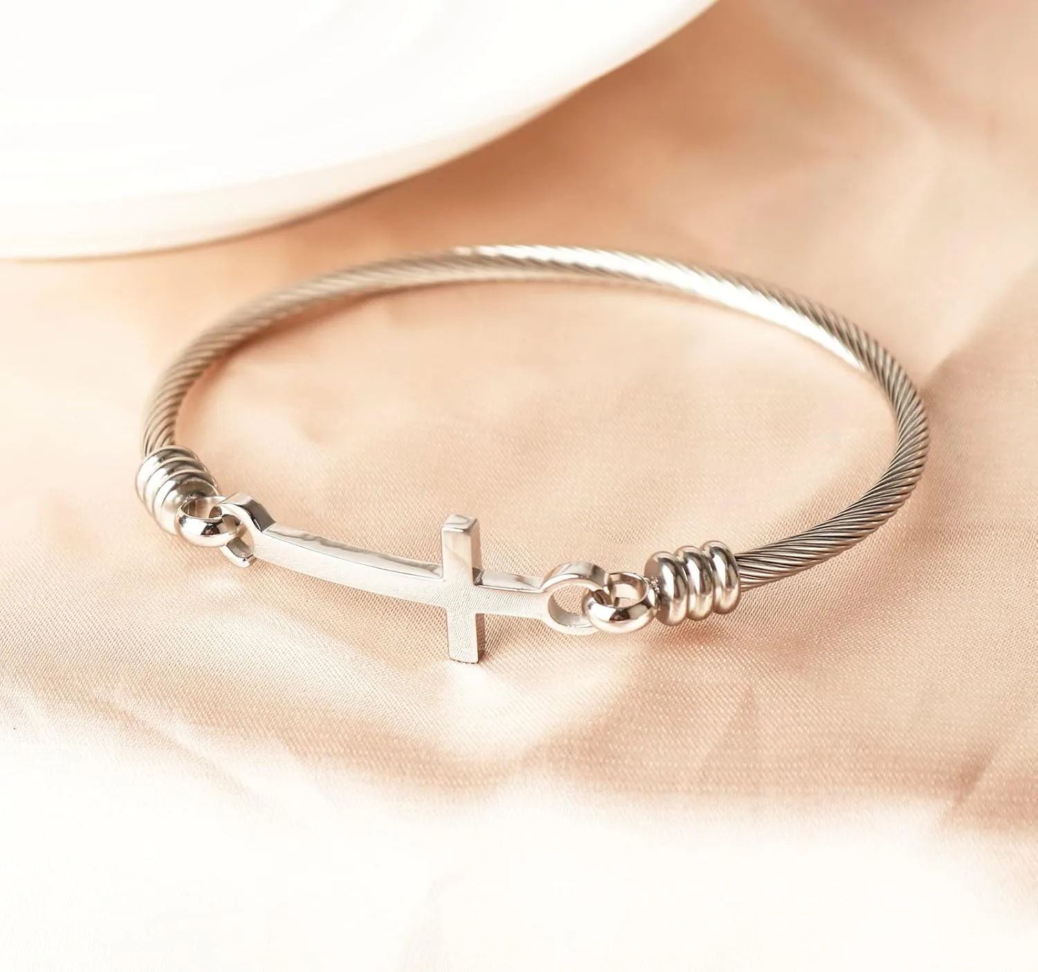 DS Religious Gift for Her Christian Cross Bracelet Bible Verse God is Within Her She Will Not Fall Inspirational Bracelets For Women Stainless Steel Jewelry Gift To Daughter Best Friend