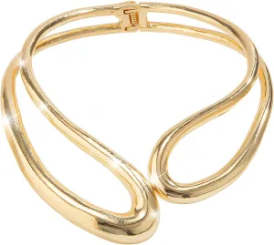 Dual-Layer Twist Choker Necklace for Women Chunky Collar Jewelry, Sweet & Cool Minimalist Metal Cuff Necklace