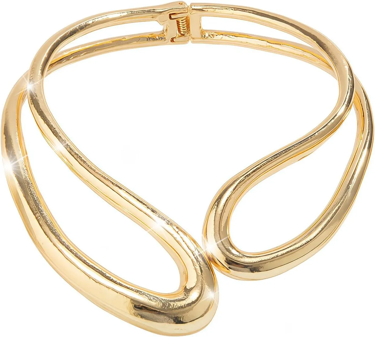 Dual-Layer Twist Choker Necklace for Women Chunky Collar Jewelry, Sweet & Cool Minimalist Metal Cuff Necklace