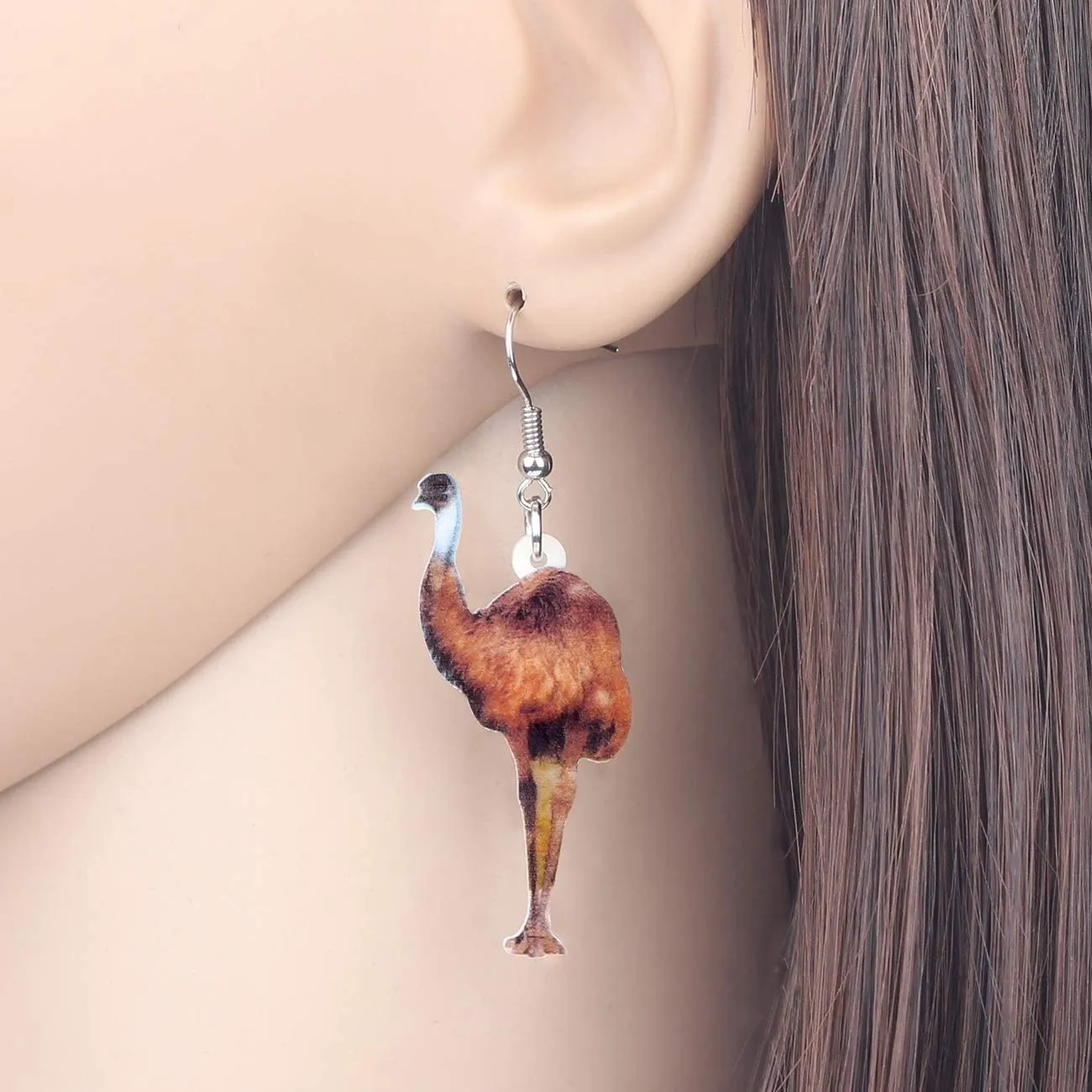 DUOWEI Acrylic Colorful Australian Emu Ostrich Bird Earrings Birds Dangle Drop Classic Jewelry Gifts for Women
