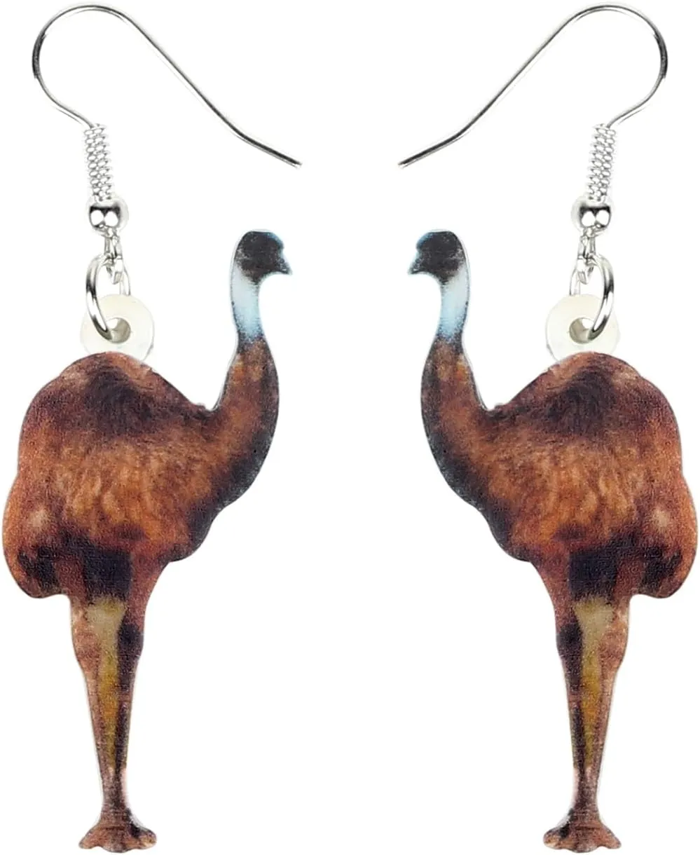 DUOWEI Acrylic Colorful Australian Emu Ostrich Bird Earrings Birds Dangle Drop Classic Jewelry Gifts for Women