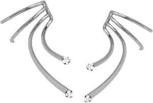 Ear Charms Delicate Short Wave CZ Ear Cuff Pair of Non-Pierced Wrap Earrings in Rhodium on Sterling