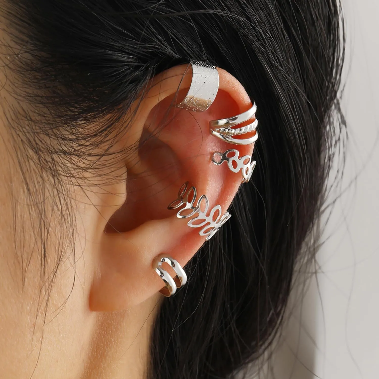 Ear Cuffs Earrings Set for Women Trendy Charm Non Piercing Ear Cuff Earrings Clip on Earring Set Huggie Hoop Earrings Cartilage Earrings Stack Jewelry for Women